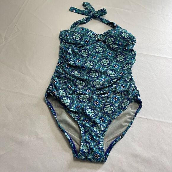 Love Your Assets By Sara Blakely Spanx Blue One Piece Bathing Suit Size Small - Picture 1 of 7